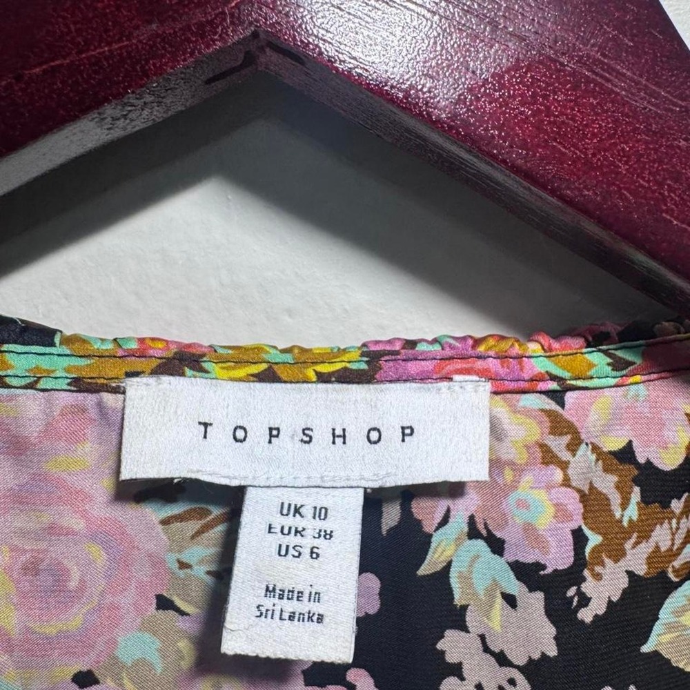 Topshop Floral Ruffle Mini Dress Womens Size 6 Autumn Wedding Guest Cocktail - Picture 3 of 7